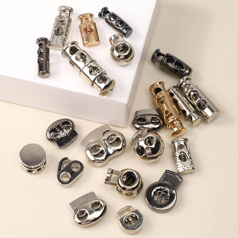 Metal Double-Hole Spring Buckle Pig Nose Buckle Trouser Foot Closure Elastic Buckle Down Jacket Sweater Rope Buckle