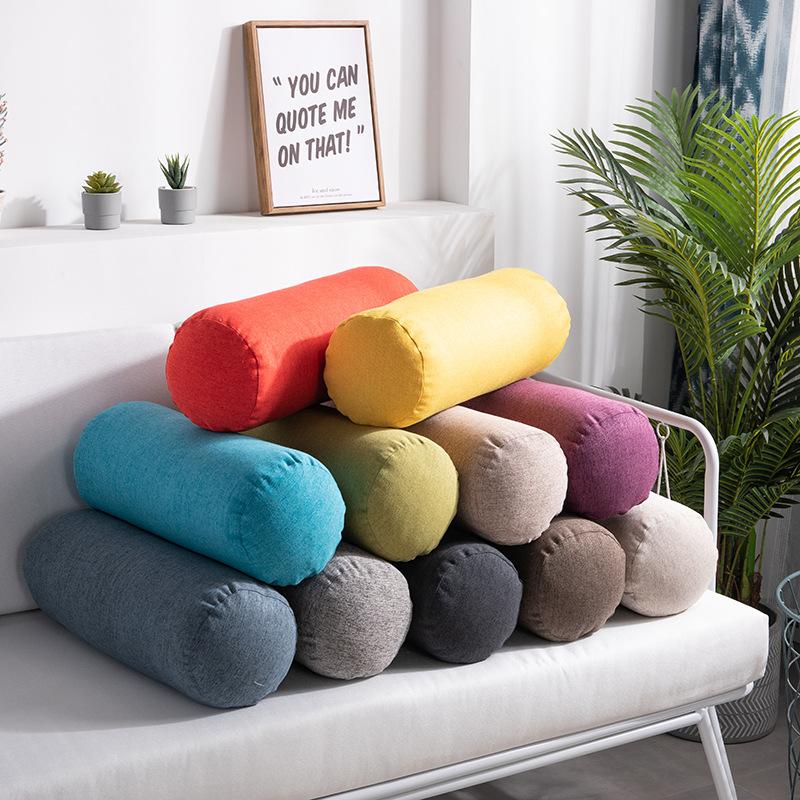 Long Pillow for Beds Cylinder Support Waist Leg Cushion Simple Solid Color Sun Lounger Backrest Pad Home Office Decor