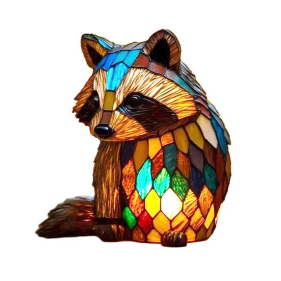 Retro Stained Resin Animal Table Lamp Vintage Style Animal Shaped Bedside Lamp Small Decorative Night Light for Bedroom Nursery Home Decoration