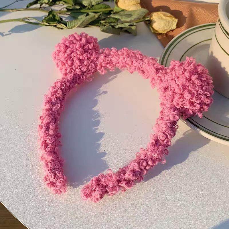 

Милая повязка на голову с ушками плюшевого медведя, повязка на голову на осень/зиму, повязка на голову для девочек из мультфильмов, головной убор, аксессуары для волос, разные животные розы красного