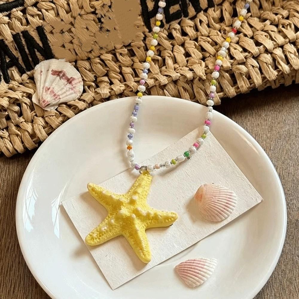Beach Surfer Starfish Choker Bohemian Summer Clavicle Chain Fashion Starfish Necklace  Summer