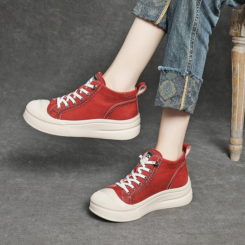 Fashion 4.5CM Suede Genuine Leather Ankel Booties Autumn Boot Flat Thick Sole Ankle Booties Women Platform Wedge Motorcycle Shoes