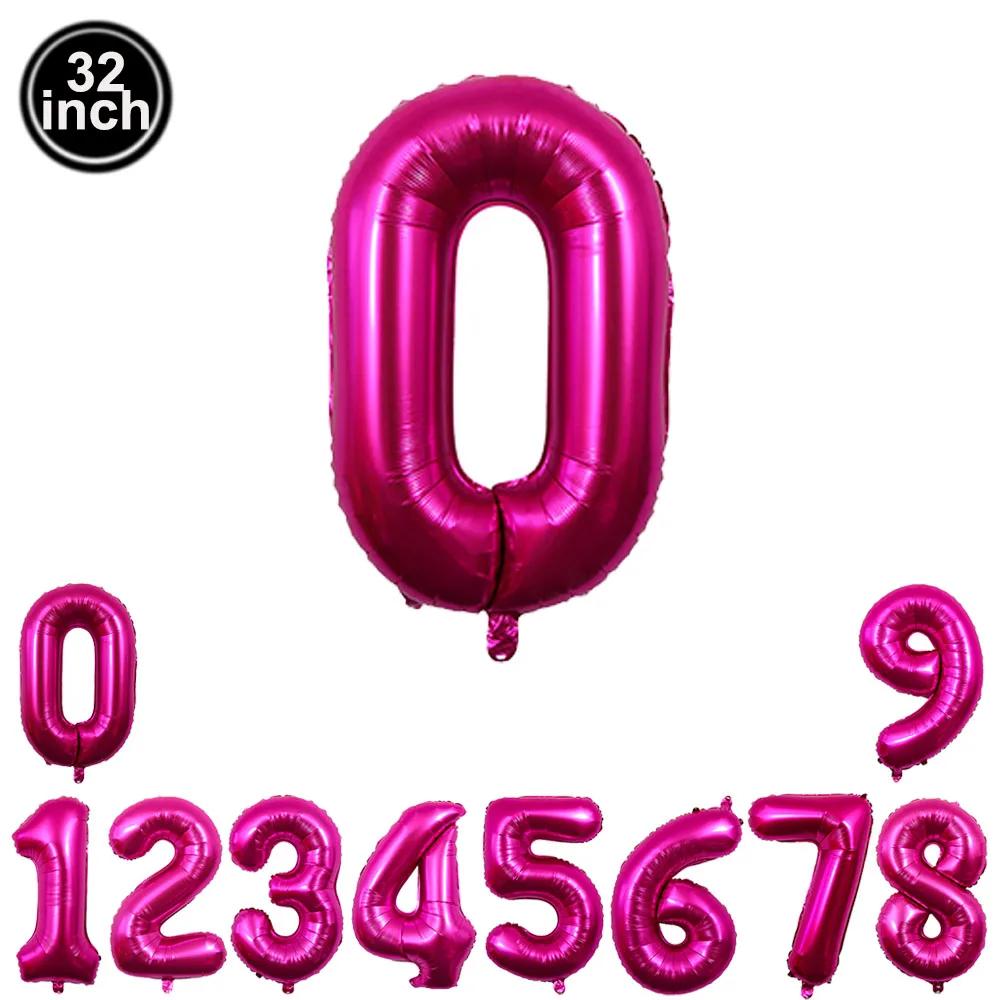40inch Hot Pink Rose Foil Number Balloons Girls Birthday Pink Large Number Balloon Birthday Wedding Baby Shower Party Decor