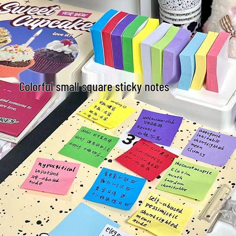 

Dazzling Box: 11-Color Small Square Sticky Notes - Tearable and Colorful for Women 1 Box, 1100 Sheets, Size 3.8x3.8cm