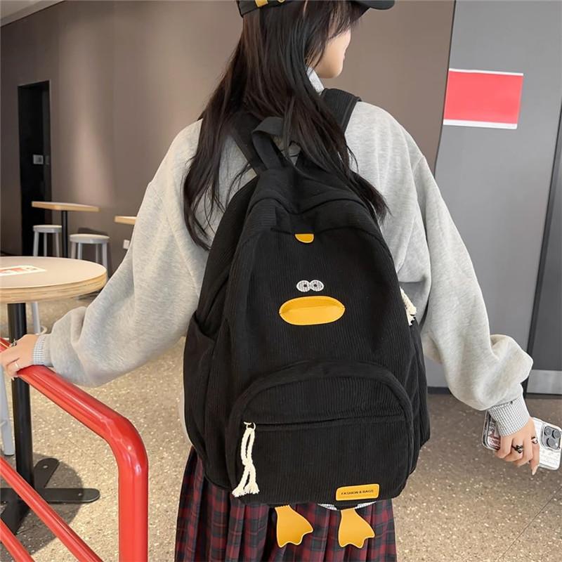 Kawaii Рюкзак Симпатичная школьная сумка Вельветовый рюкзак с уткой Мультяшный школьный рюкзак Повседневные рюкзаки