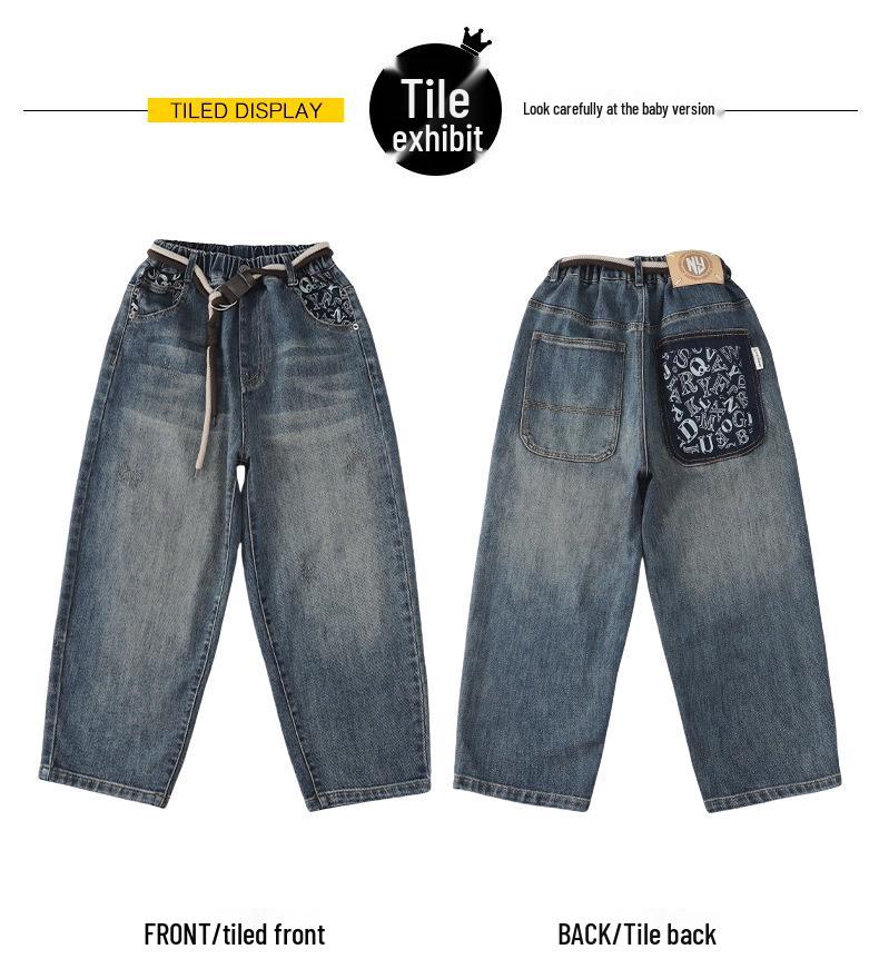 2025 Jungen Samtgefütterte Straight-Leg Jeans: Trendige Teenager-Freizeit-Herbsthosen