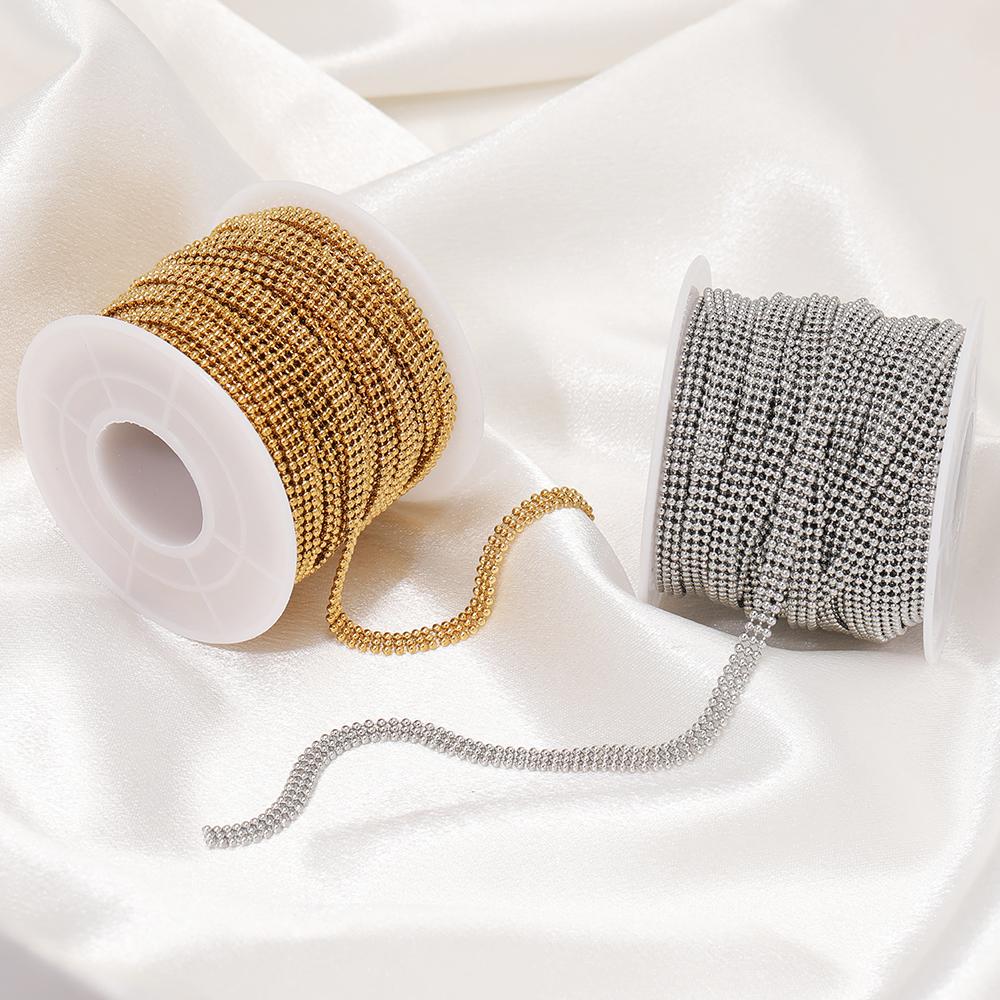 1 Meter Edelstahl Goldfarbe Dreilagige Perlenketten Halsketten mit Perlen Schmuckzubehör Armbänder DIY Schmuckherstellung Zubehör