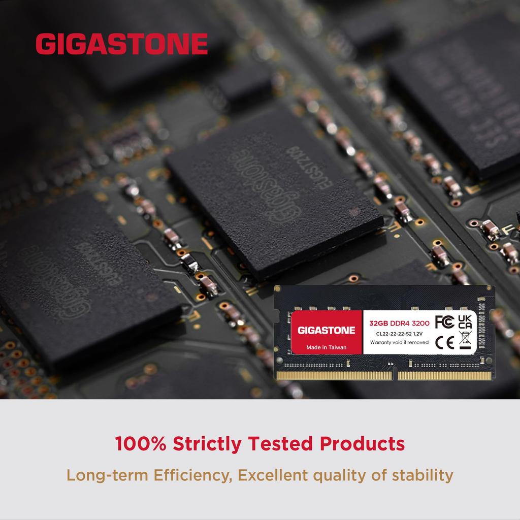 GIGASTONE 32GB DDR4 3200MHz or CL22 SODIMM Unbuffered Laptop Memory Module Upgrade (2933MHz 2666MHz) PC4-25600 (PC4-23400/21300) 1.2V 260-pin Non-ECC