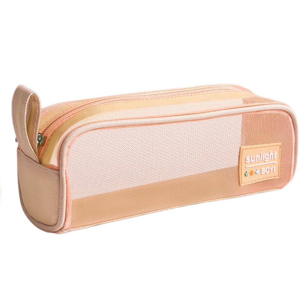 

Transparent Pencil Case Mesh Stationery Bag Durable Stationery Organizer Students жовтий