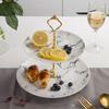 Marble Ceramic Fruit Plates Set Cake Stand Plate Buffet Snack Dishes Candy Dish Bread Porcelain Tray Marbling Tableware Decor