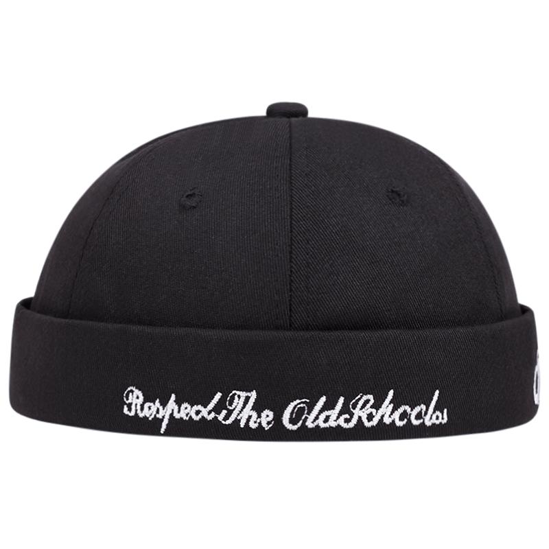 Unisex Hip Hop Melon Hat Brimless Skullcap Breathable Cotton Sailor Cap Adjustable Buckle Beanies Letter Embroidery Melon Hat