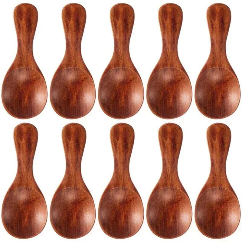 10/Stk. Holz Suppenlöffel mit langem Griff Kaffee Milch Teelöffel Zucker Gewürz Würze Schöpfkellen Küchen Geschirr Werkzeuge Dessertlöffel