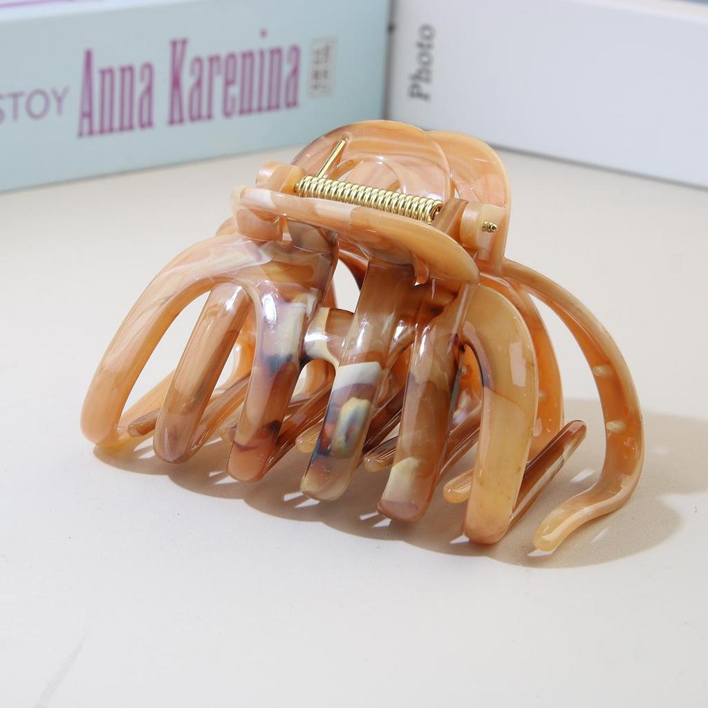 Super Grip Large Smudge-Ink Pumpkin Claw Hair Clip - 2025 New Style Women's Back-of-Head Shark Clip Accessory