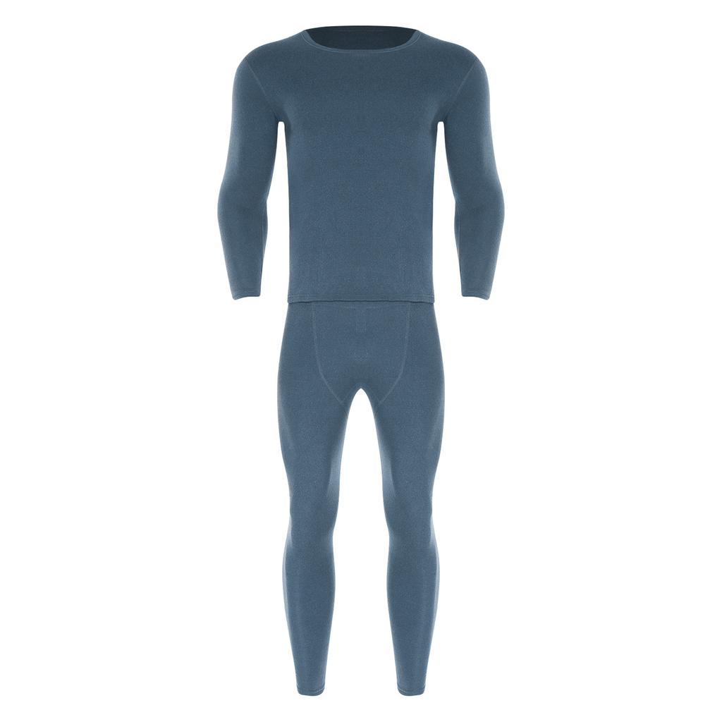 Mens Long Sleeve Round Neck Thermal Underwear Warm Base Layer Soft Breathable Tops Bottom Set Winter Cold Weather Wear