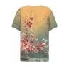 Women's T Shirt Tee Print Button Short Sleeve Daily Weekend Fashion Basic V- Neck Regular Top