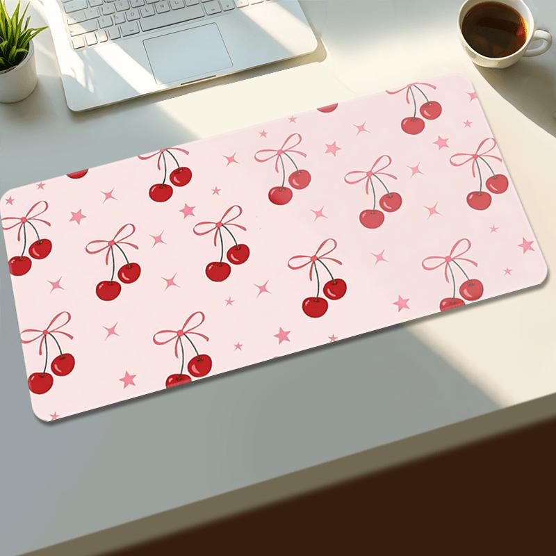 Cute Cherry Blossom Pink Mouse Pad Lovely Cherry Gaming Mouse Pads Pink Mousepad XXL Rubber Stitched Edges Keyboard 800x300x2mm