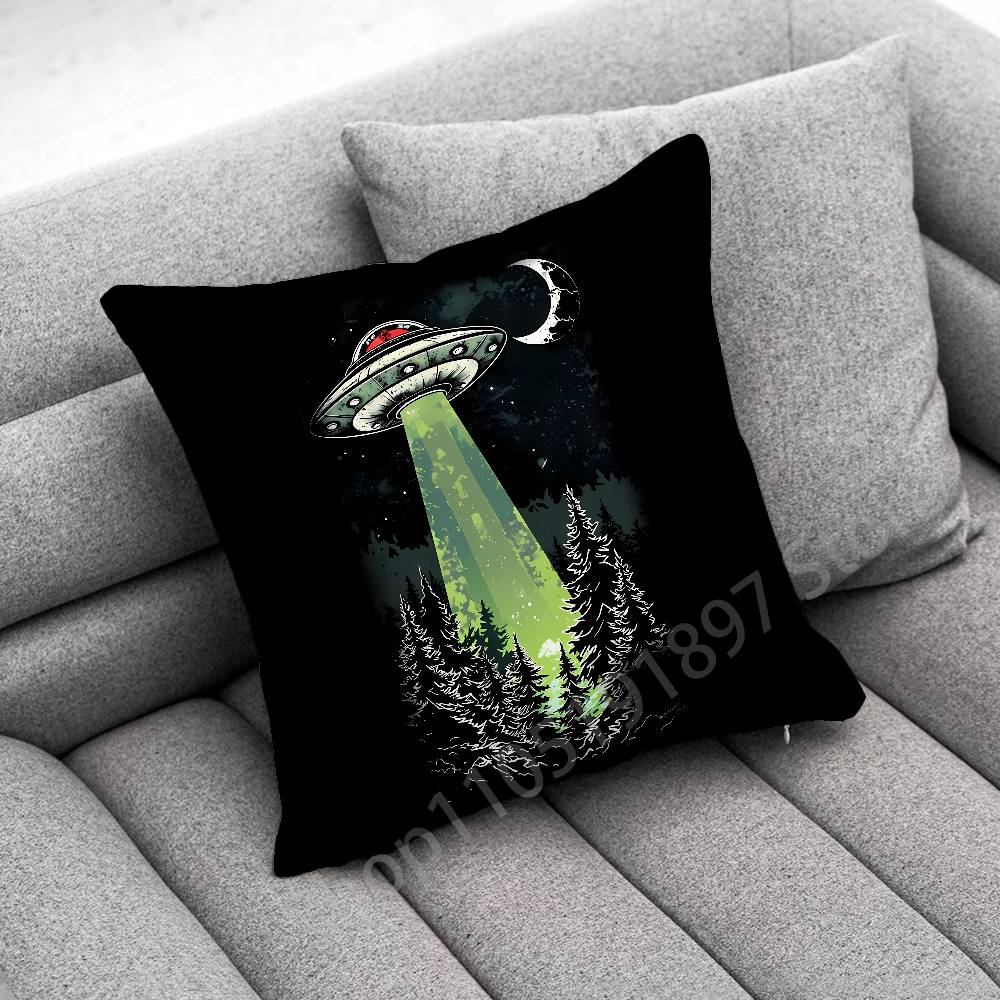 Funny Space UFO Alien Thing Throw Pillow Case For 55x55cm 30x30cm 50x50cm 45x45cm 40x40cm Square Chair Pillowcase Case