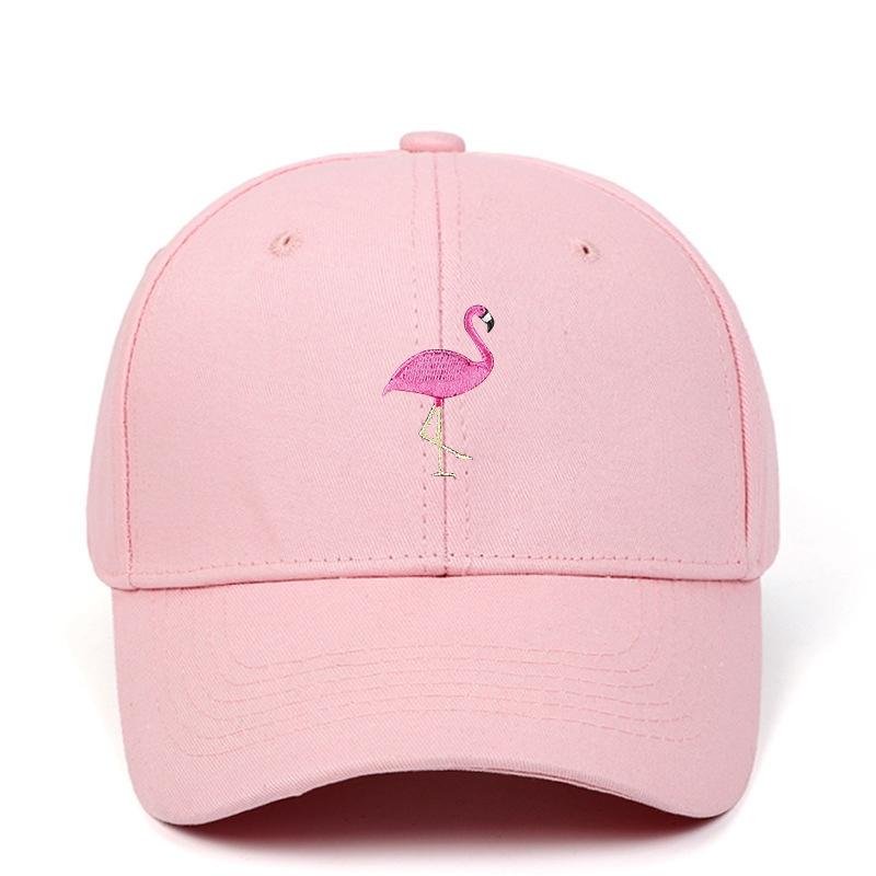Flamingo Embroidery Solid Color Adjustable Men Baseball Cap Sun Protection Outdoor Women Summer Snapback Dad Hat