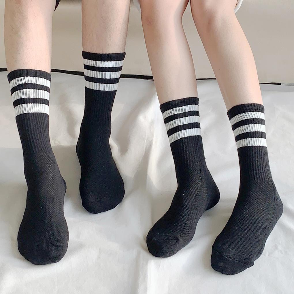 5 Pairs of Men's and Women's Double-cushion Mesh 3-line Long Socks