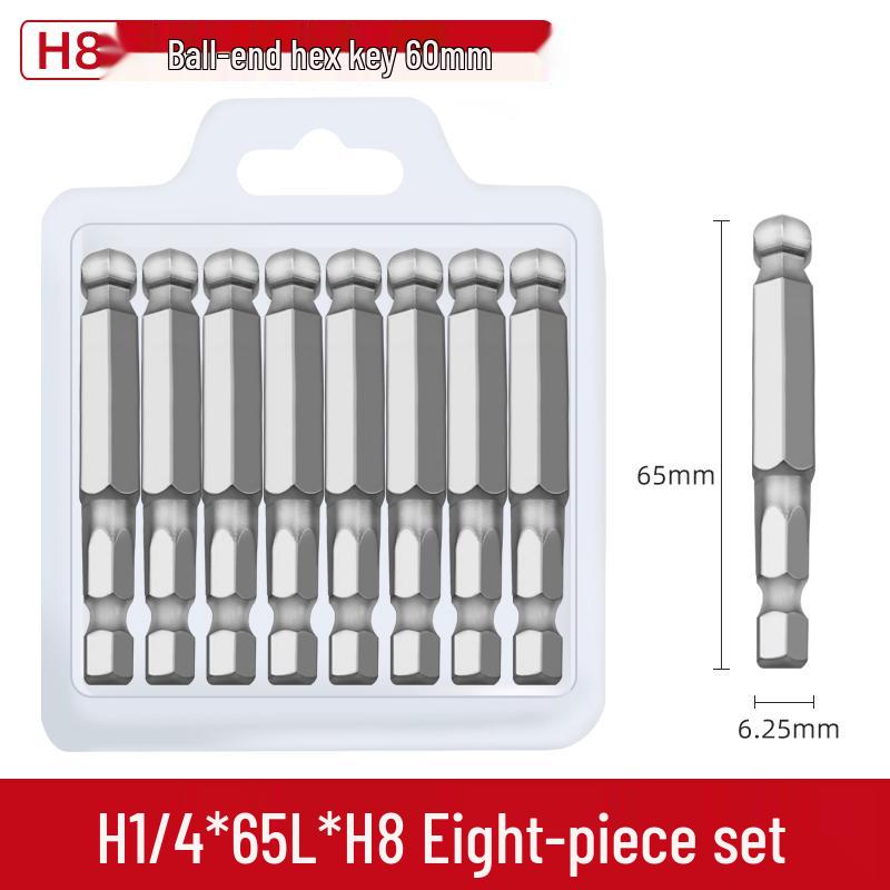 Short Magnetic Ball-Head Hex Socket Driver Bits for Electric and Pneumatic Screwdrivers