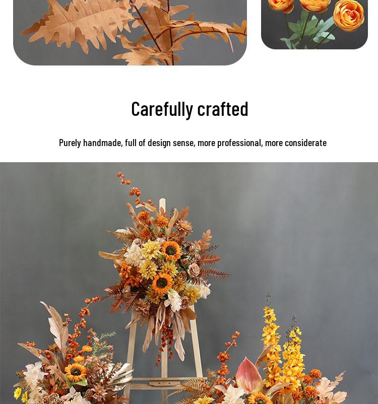 Autumn Floral Background Set: Caramel Silk Flowers for Wedding & Ceiling Decorations