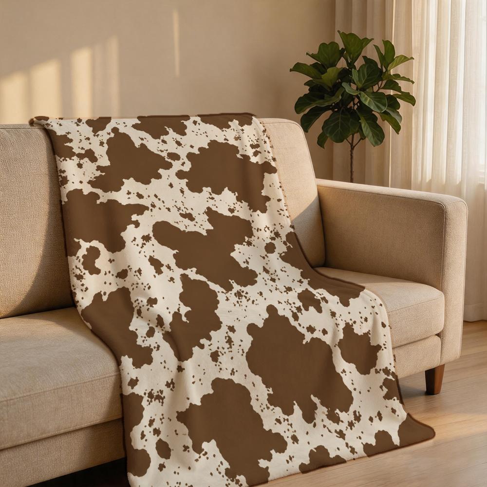 MultiCowPrintTexture Throw Short Plush Throw Blanket Soft Skin-Friendly Multi-Scene Home Office