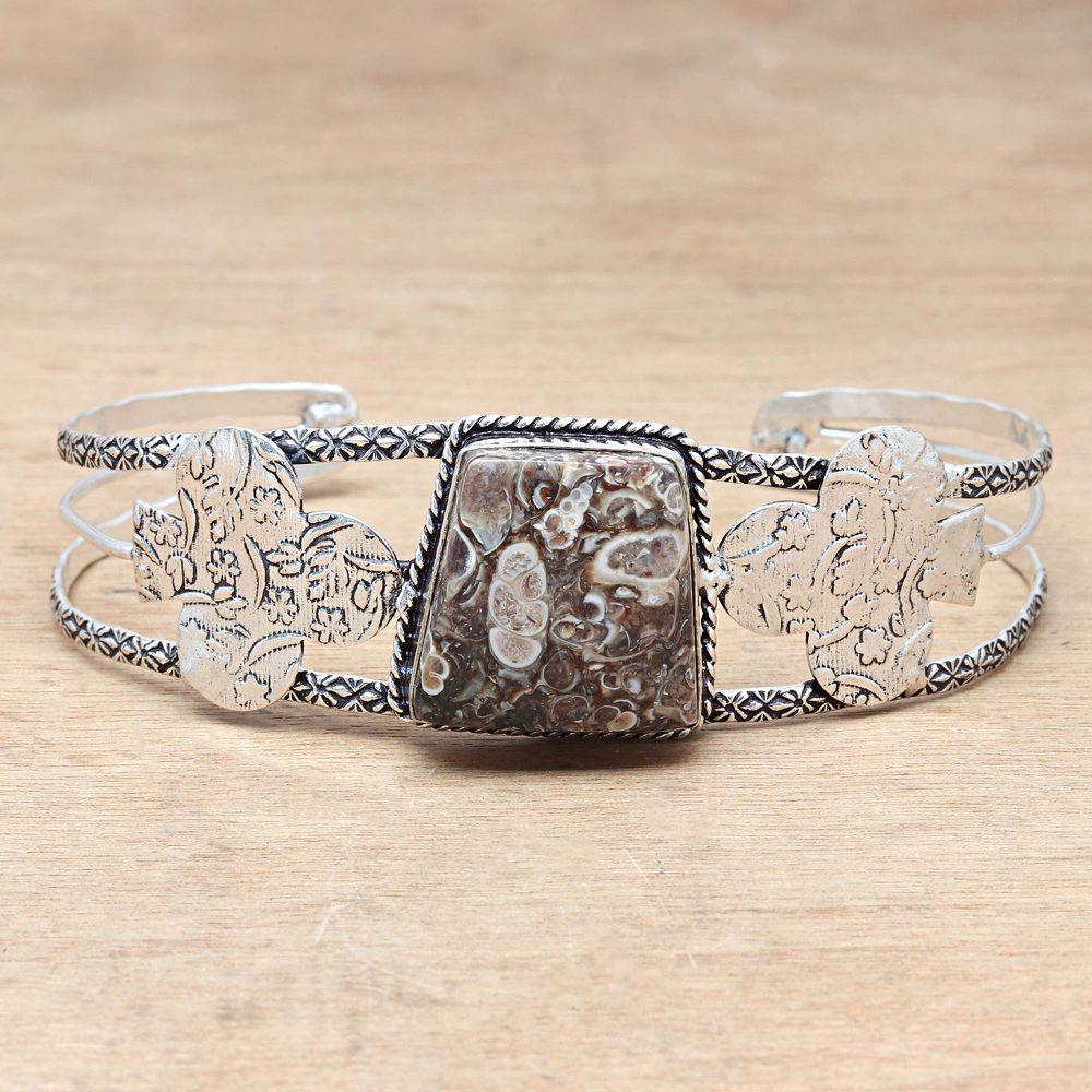 Turtela Jasper Gemstone Handmade Jewelry Cuff Bracelets 7''Adjustable