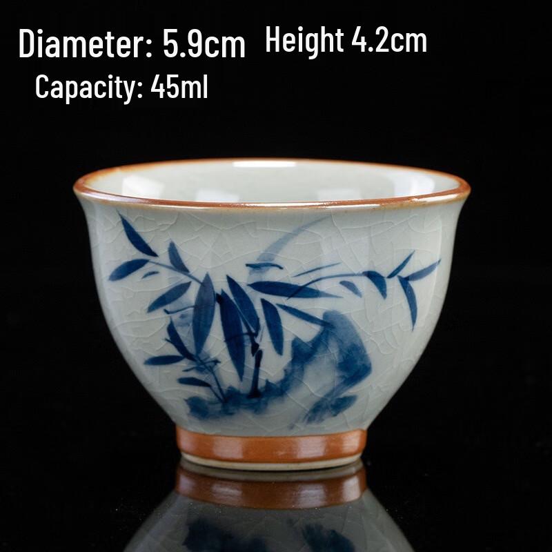 Shangqi Vintage Ge Kiln Hand-Painted Ceramic Teacups