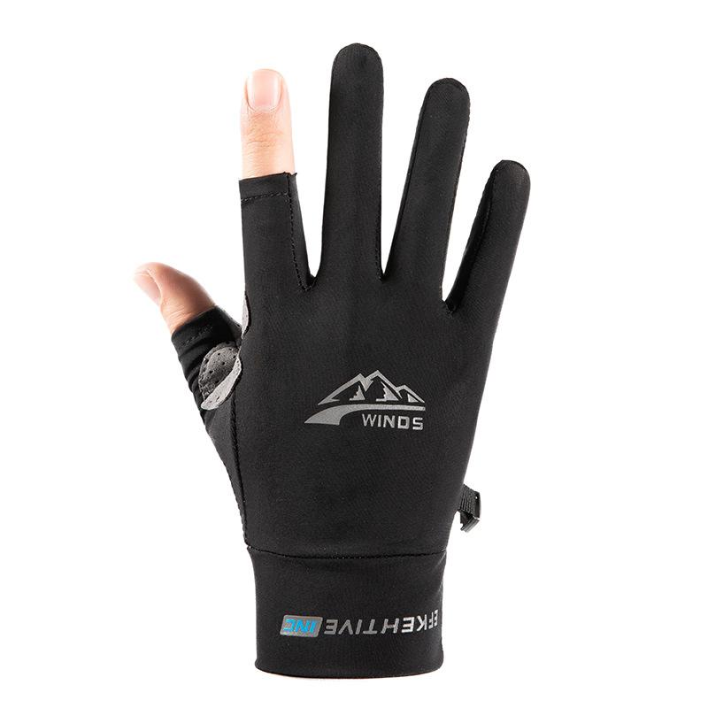 

Sunscreen gloves, two-finger gloves, men s and women s driving sweat-absorbing fishing, ice silk non-slip, half-section cycling, half-finger gloves M