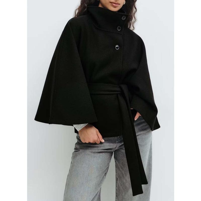 VEZFAA Women's Fashion Casual Plaid Print Fall Winter Long Sleeve High Neck Jackets & Coats