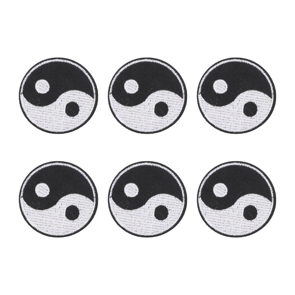 6pcs Cotton Yin Yang Patch Mysterious Pattern Embroidered Patch Sew On Patch Wallet Decoration