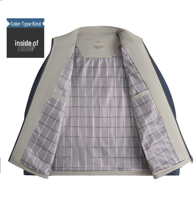 Men's Stand-up Collar Jacket for Spring/Fall - Casual Outerwear for Middle-Aged & Elderly