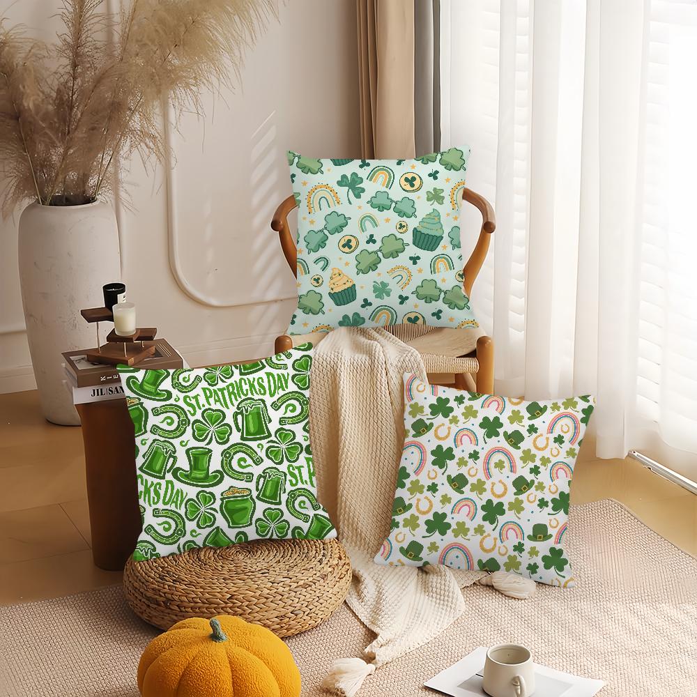 Happy Green St.Patrick'S Day Pillow Case Sofa Living Room Bedroom Headboard Backrest Square Cushion Nap Time