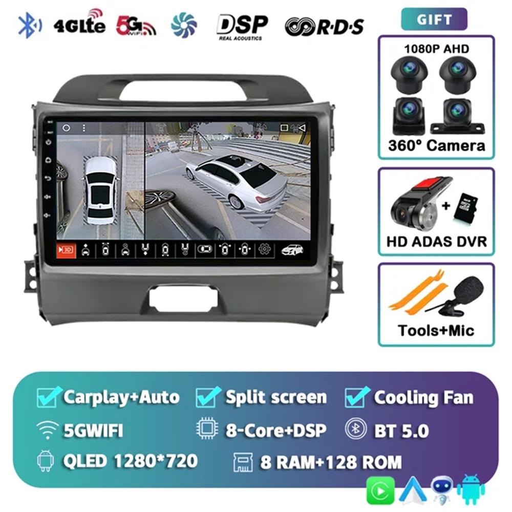 Android 14 Carplay Auto For Kia Sportage 3 2010 2011 2012 2013 3014 - 2016 Car Radio Multimedia GPS Player Stereo Video WiFi+4G