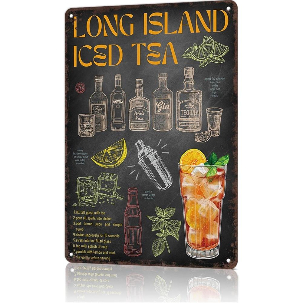 

Кумедні вінтажні металеві знаки Long Island Iced Tea - Художній плакат-дошка для декору дому, кімнати, гаража, офісу 8x12 дюймів 20x30cm（7.8x11.8inch）