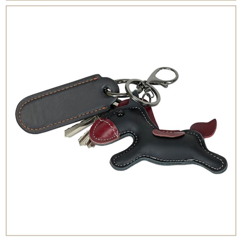 Trendy Genuine Cow Leather Pony Handbag Pendant Cute Versatile Horse Keychain Luggage Bag Hanging Accessories Diy Decor Gift