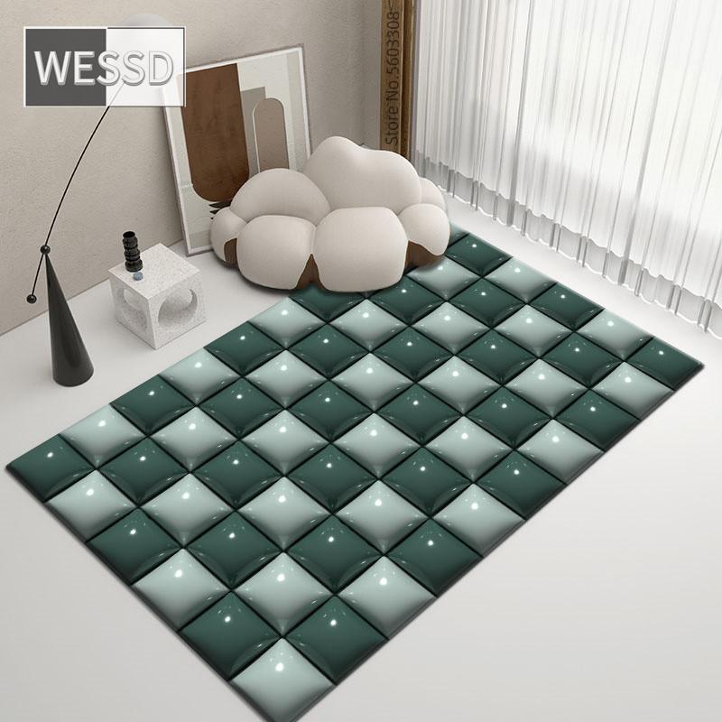 3D Carpet Geometric Plaid Large Size Room Rugs Gaming Room Mat Decoration Bedroom Checkerboard Carpet For Bathroom Mat