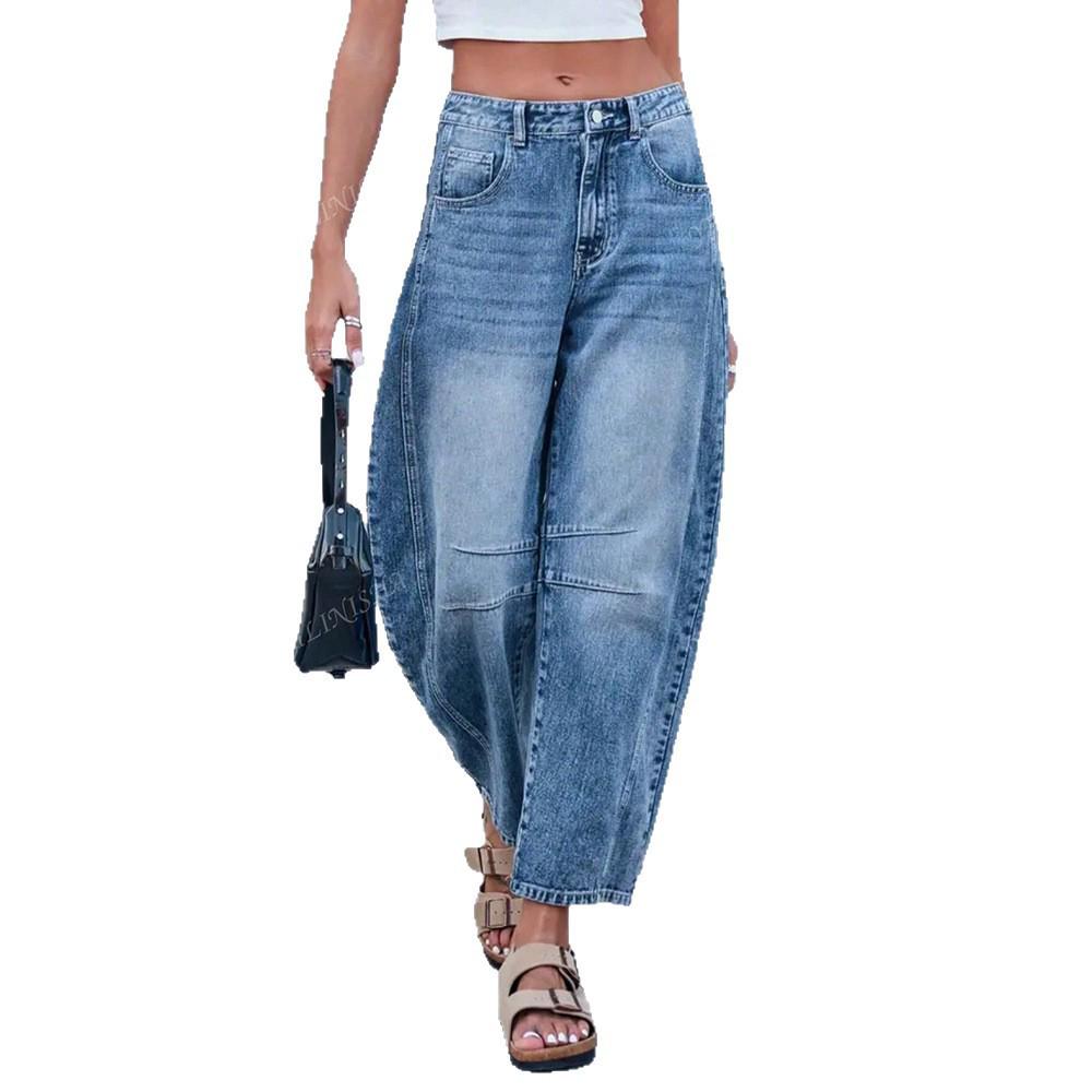Dámské letní volné džíny se širokými nohavicemi