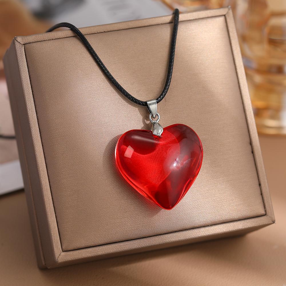 2000S Aesthetic Y2K Love Heart Necklace For Women Fashion Grunge Hip Hop Pink Hearts Pendants Necklaces Girl Rave Gift Jewelry