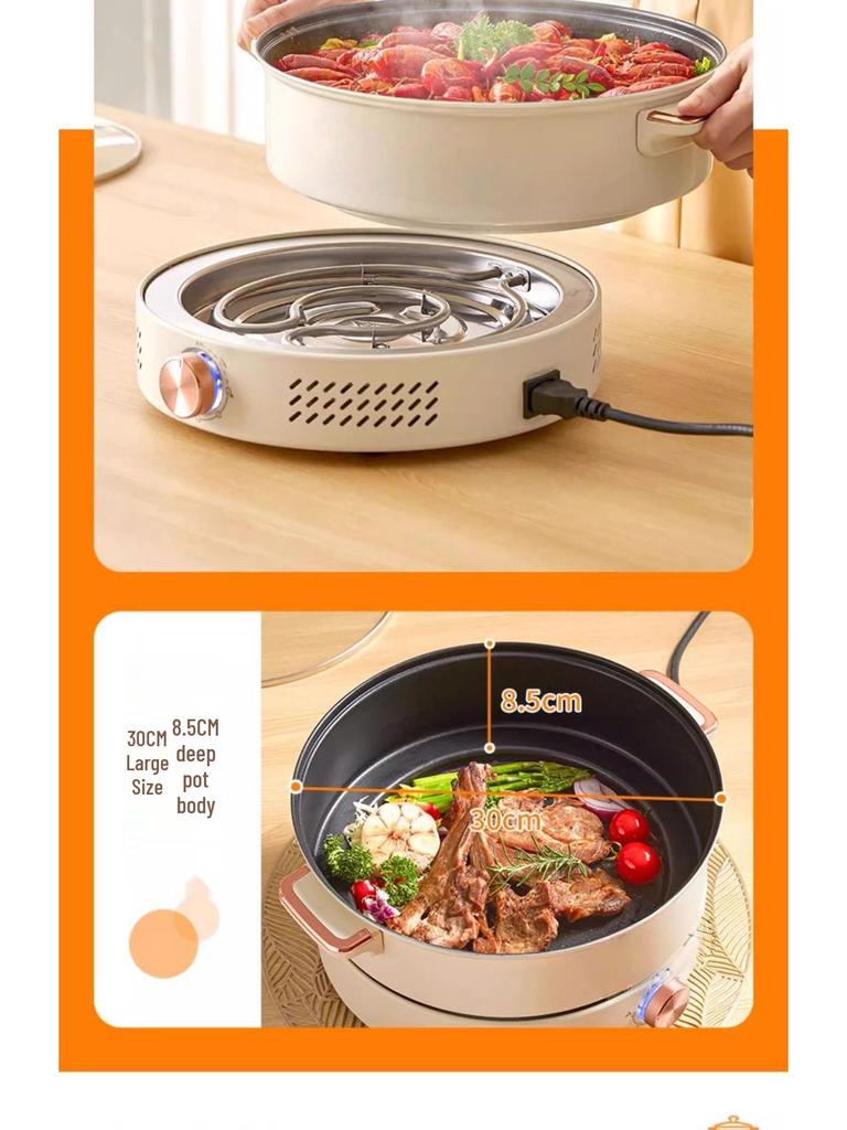 Multifunktionaler Elektro-Hot Pot und Grill mit großer Kapazität zum Shabu-Shabu-Kochen