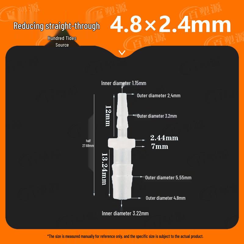 Two-Way Straight Through Plastic Hose Reducer Connector for Fish Tanks