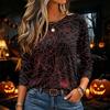 Damen Halloween Print Pullover Top mit langen Ärmeln und Rundhalsausschnitt