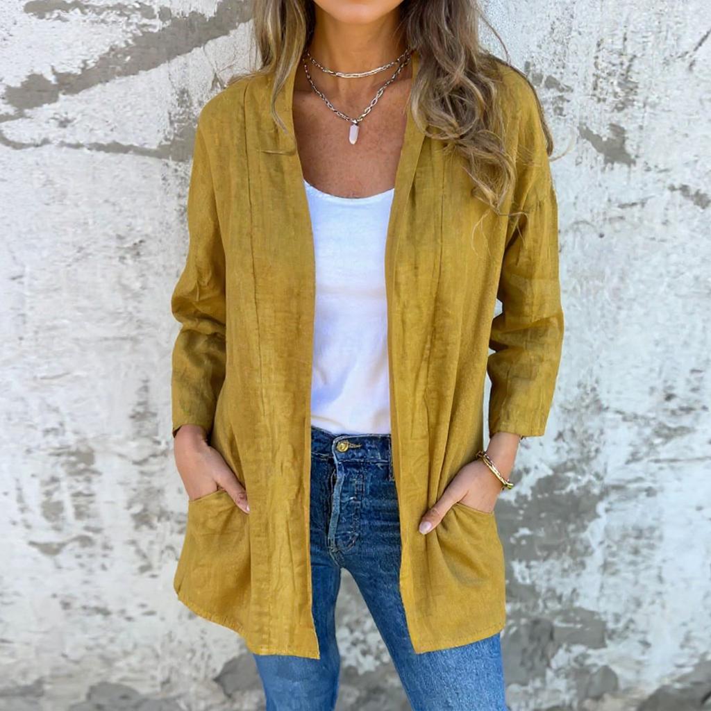 Women's Lightweight Cardigan Open Front Long Sleeve Casual Loose Thin Cardigans with Pockets