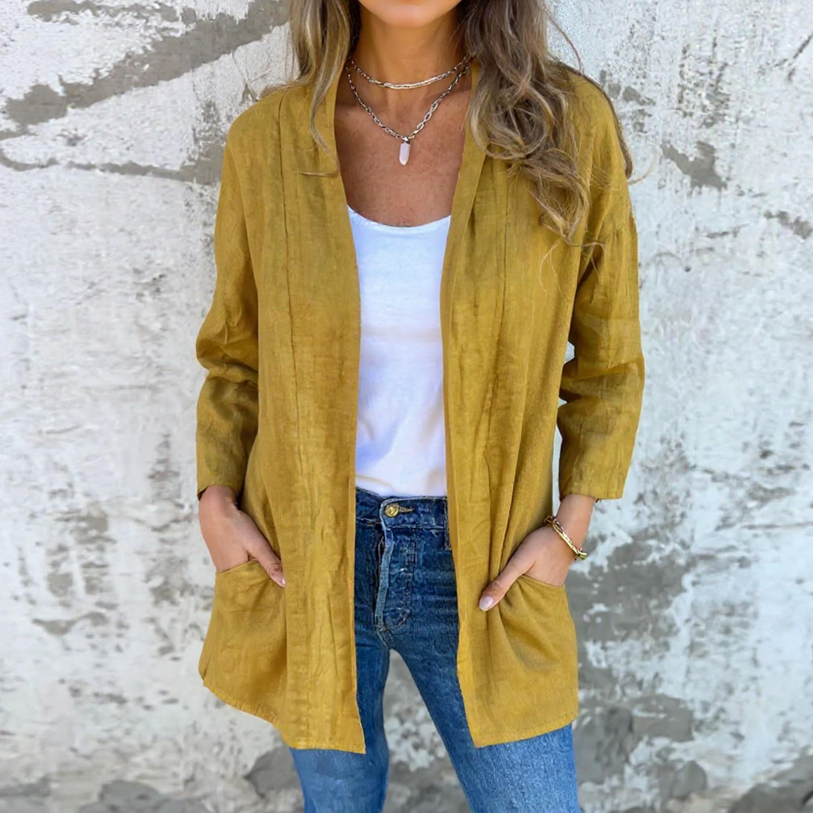 

Women s Lightweight Cardigan Open Front Long Sleeve Casual Loose Thin Cardigans with Pockets L