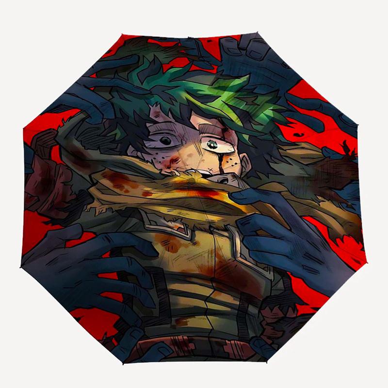 1pc My Hero Academia Izuku Midoriya Deku Outdoor Umbrella - Automatic Opening/Closing, Portable 3-Fold Design with 8-Rib Iron Frame - Perfect Gift for