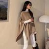2025 New Style Australian Merino Wool Oblique Cut Cape with Gold Buckle