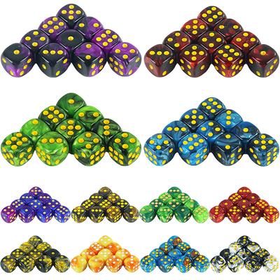 T&G 10 Stück/Set mit 12 mm D6-Glücksspielwürfeln mit goldenem Standardpunkt für Tischspiele
