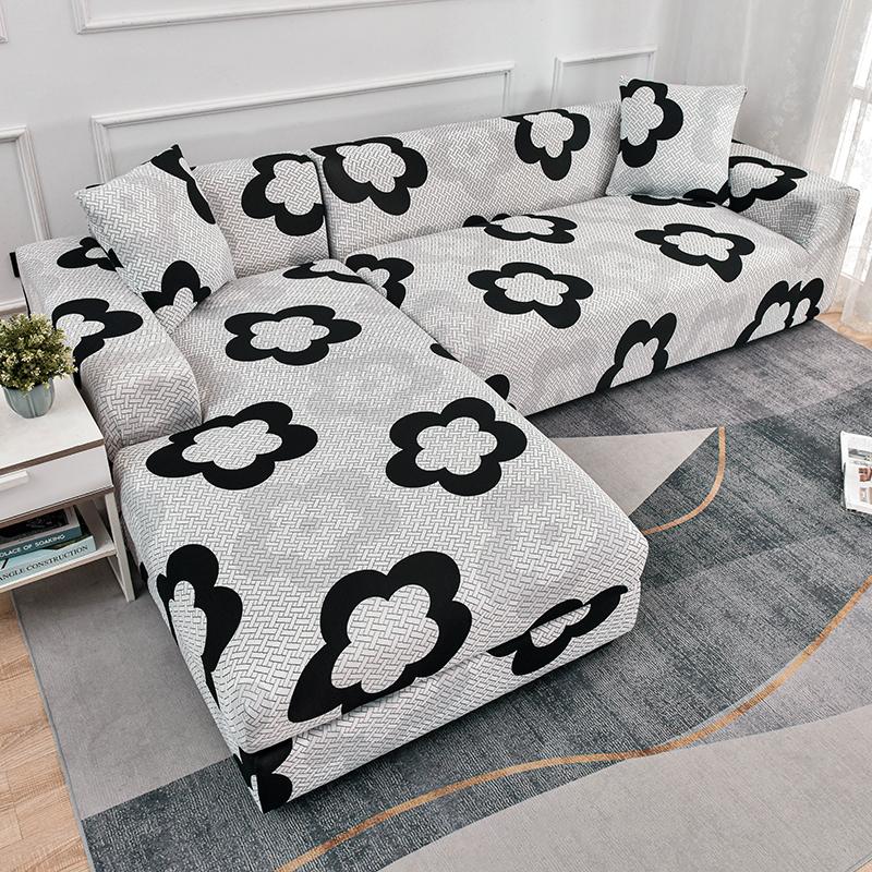 Stretch Sofa Überwurf Sofabezug Spandex Rutschfest, mit elastischem Saum für L-Form Ecksofas, Ideal für Kinder und Haustiere
