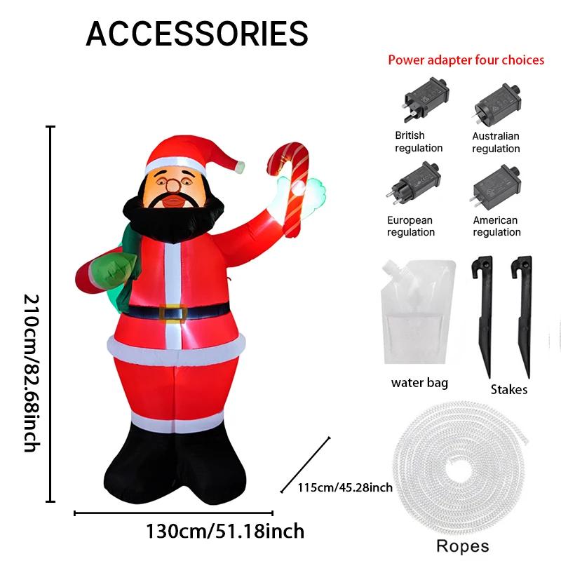 

6.89FT Inflatable Santa Candy Cane Gift Bag Toy Xmas Yard Party Decoration Festive Gift LED Lit Christmas Supplie Home Ornament UK