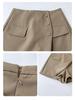 2025 Irregular High-Waisted Slimming A-Line Shorts Skirt with Button Detail - Women's Wide-Leg Pants